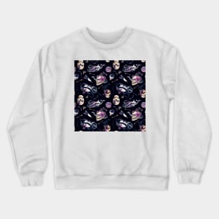 Gothic Glamour skulls, snakes, and floral Crewneck Sweatshirt